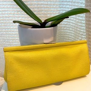 Banana Republic Yellow Faux Croc Clutch